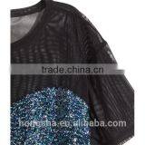 New Arrival Women Short Sleeve Wide Jersey Cropped Mesh Tops HST9262 thumbnail-3