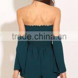 Long Sleeve off Shoulder Smocking Rompers Women Trendy Design Playsuit Jumpsuits thumbnail-4