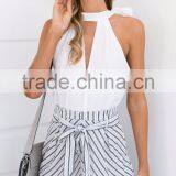 OEM Clothes Factory Waist Tie Choker Neck Playsuit Latest Design Woman Summer Dress thumbnail-2