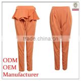 removable ruffle peplum harem trousers in orange color for young lady