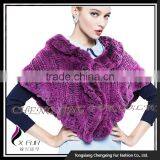 CX-B-128B Women Knitted Genuine Rex Rabbit Fur Shawl/Bridal Fur Shawl thumbnail-4