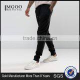 Plain Black 100 Cotton Men Drawstring Drop Crotch Joggers With Side Pockets Sport Pants thumbnail-1