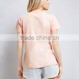 Wholesale Pink Nightwear Pyjamas Set Gold Foil Print 100% Cotton Sleepwear Set Shorts With Piping thumbnail-3