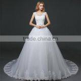 Women Sexy Strapless See-through Hollow Back Beaded Lace Appliqued Wedding Dress Back Straps Crossover thumbnail-3