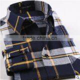 Yellow Plaids Flannel Men's Shirt Fashionable Classical Dress Chinese Style Microfiber Long Sleeve for Men thumbnail-1