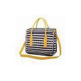 Fashion Stylish Tote With Polyester / Ladies Stripe Canvas Bags For Spring / Summer