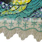 Nigeria New Fashionable Fabric Print Wax Mix Guipure Lace Fabric thumbnail-3