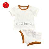 RST Short Sleeve Tops T-shirt + Shorts Pants Set Ribbed Solid Outfits Baby Boys' Clothing Sets Kids Clothing thumbnail-4