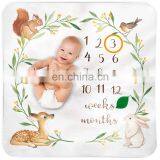 High Quality Super Plush Fleece Monthly Baby Milestone Blankets Baby Milestone Blanket Customizable thumbnail-6