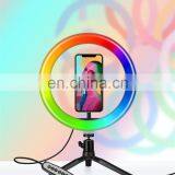 Dimmable LED Portable 32 Colors Changing RGBW Photographic Lighting Selfie Ring Light With Tripod Stand thumbnail-6
