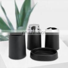 High Quality 4-Pieces Matte Black Plastic Bathroom Accessories thumbnail-3