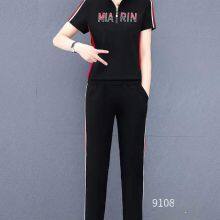 Monisa Female Sports Leisure Colors Suit With Short Sleeves and Long Trousers in Summer thumbnail-3