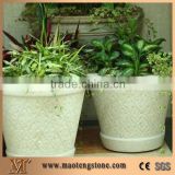 gardening stone flower pot white granite stone flower pot
