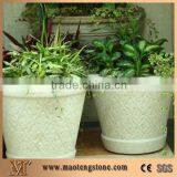 gardening stone flower pot white granite stone flower pot