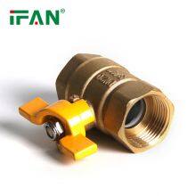 IFAN PN25 Butterfly Handle Yellow Brass Ball Valve Natural Gas Brass Valves thumbnail-2