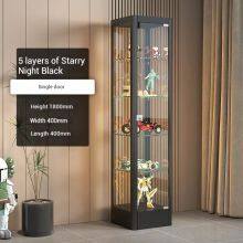 Space-Saving Slim Glass Tower Cabinet for Corner Display | All-around Protection | Moonlit White & Starry Black thumbnail-3