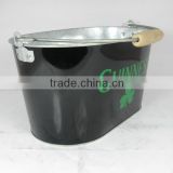 10L galvanized ice bucket, beer ice cooler with wooden handle