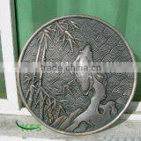 Bronze Round Bamboo Relief Sculpture
