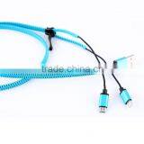 2016 Hot 2 In1 Zipper USB Data Charging Cable for IPhone,for Samsung ,for Android thumbnail-1