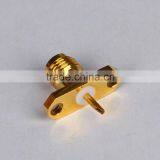 RF Coaxial Mini SMA Connector With Female S/T Jack and 2-hole Panel SQ Flange for Panel Mount Connector