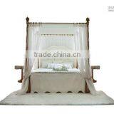 Royal Bedroom Furniture King Size White Wedding Bed Wood Four Poster Canopy Bed Quality Choice thumbnail-1