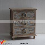 French Style Stained 3 Drawer Bedside Cabinets With Rope Knobs Quality Choice thumbnail-1
