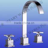 Three Holes Wall-mounted Waterfall Basin Mixer Tap