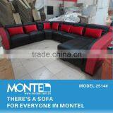 Black and Red U Shaped Leather China Sofa thumbnail-4