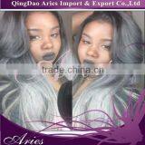 New Fashion Ombre Silver Grey Two Toned Vogue Wigs Synthetic Hair Body Wave Wigs