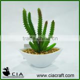 Mini Artificial White Ceramic Potted Cactus Plant Table Plants for Sale