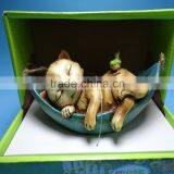 Resin Animal Statue Arts Dog and Cat "DAY DREAM IN BOAT" thumbnail-1