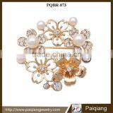 Newest design gold plated alloy imitation pearl flower bouquet wedding brooch