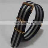PVD Gold Custom Black Gray Striped Nylon Watch Bands 16MM thumbnail-5