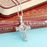 925 Sterling Silver Dancing Stone Gemstone Cross Pendant Jewelry SPG893W thumbnail-4