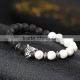 Hot Antique Crystal Rhinestone Leopard Head Lava Stone Buddha Bracelet thumbnail-5