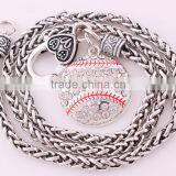 Basketball Baseball Softball Pendant Necklace Alloy Rhinestone Crystal Round Collier Femme Sports Jewelry for Women Gift thumbnail-6