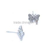 Stunning 925 Sterling Silver Jewelry Wholesale Silver Butterfly Stud Earrings thumbnail-2