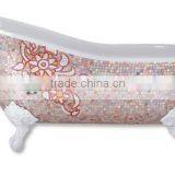 MB PBT-SL-P01 bathroom decor handmade artistic iridescent glass mosaic small pink bathtub mosaic bathtub