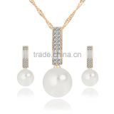 2016 fashion new gold plated earring necklace 3 pcs pearl jewelry set