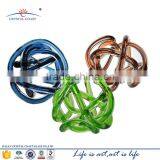 Mid Century Hand Crafted Monder Glass Rope Knot Paper Wieght Sculptural Decor Art Craft thumbnail-2