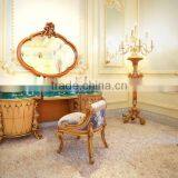 New Design French Rococo Bedroom Furniture Wooden Carving Dressing Makeup Table With Mirror/ Elegant Vanity Dresser Table Set thumbnail-1