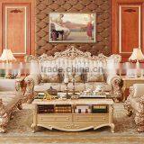 New Design Luxury Solid Wood Gold Painting Genuine Leather Living Room Sofa Set thumbnail-1