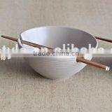 Ceramic Solid Color Noodle Bowl With Chopsticks thumbnail-1