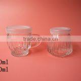 China Supplier Vertical Stripe Glass Yogurt Bottle With Handle thumbnail-1