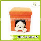 Storage Pet Bed Ottoman Foldable Small Dogs Cats House Furniture Faux Leather thumbnail-1
