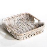 White Washed Color Square Water Hyacinth Bathroom Storage Tray