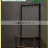 Clothes Hanging Cloth Garment Rack Stand Vintage Stand Closet Shelf Storage Garment Bedroom Clothing Rack With Shoe Storage thumbnail-2