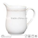 Delicate Creamy White Emboss Crockery Stoneware Houseware Dots Pattern Pitcher thumbnail-3
