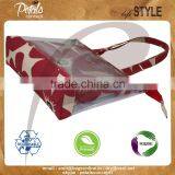 Designer Flora Print See Through Pvc Juco Tote Bag With Pouch thumbnail-2