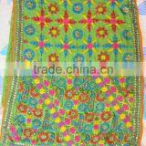 Green Multicolor PHULKARI GEORGETTE DUPATTA SHAWL, Sequin Hand Embroidery